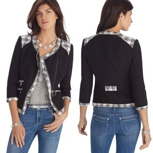 WHBM | Tweed Trim Knit Zip Up Jacket
